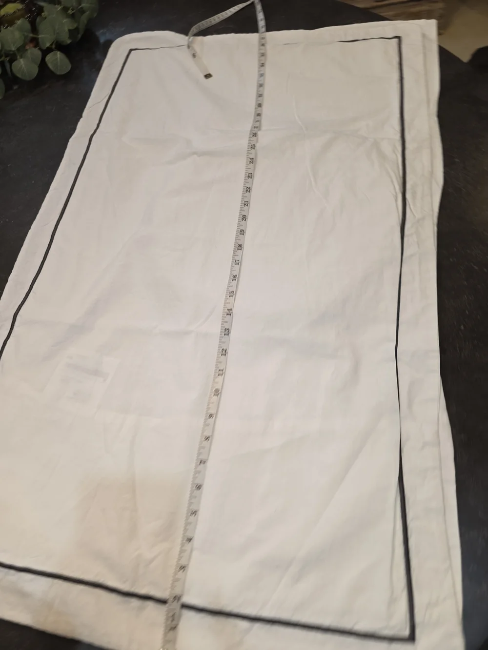 NEW Set IKEA White Cotton King Pillow SHAM with BLACK/GRAY Piped Trim